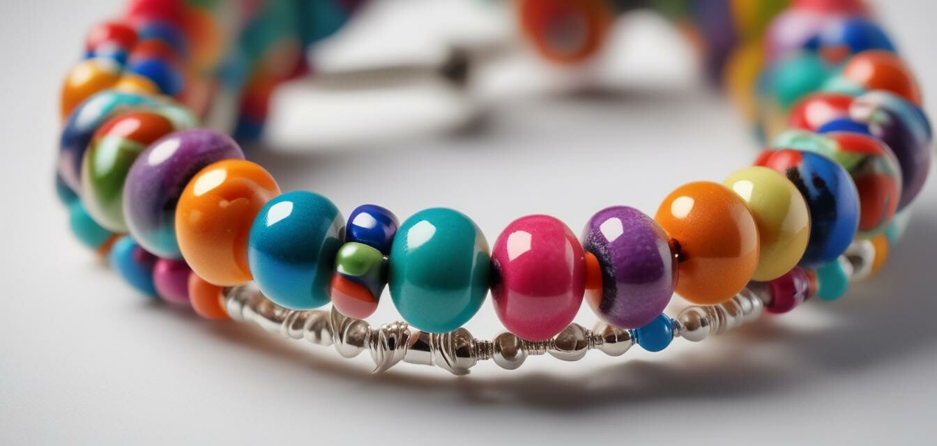 Close-up of a handmade bead bracelet