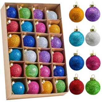 Glitter kerstballen in verschillende kleuren