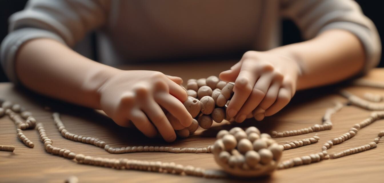 Kind speelt met houten balletjes